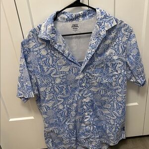 Izof tropical Blue Patterned Men's Shirt